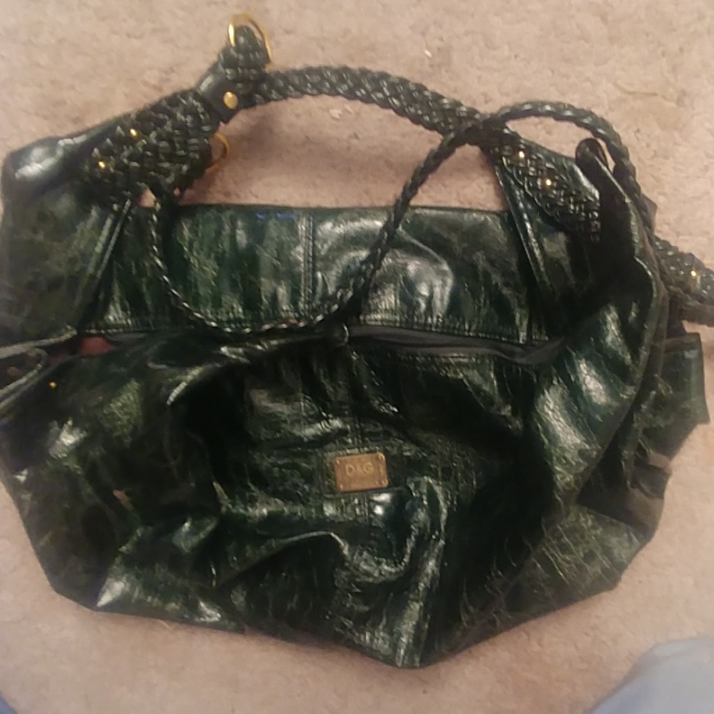 Green pleather D and G hobo